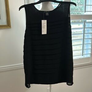 NWT Black sleeveless top. Layered front. large